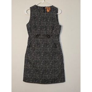 Tory Burch Black and White Patterned Sleeveless Sheath Dress